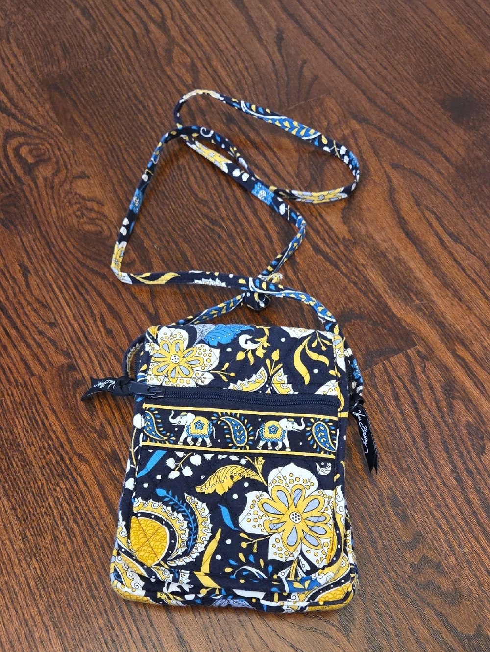 Vera Bradley Navy Floral & Yellow Quilted Crossbody